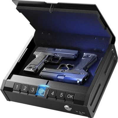 Quick-Access Handgun Safe with Digital Keypad & Key Override — Foam-Lined, Mountable Bedside Pistol Lock Box
